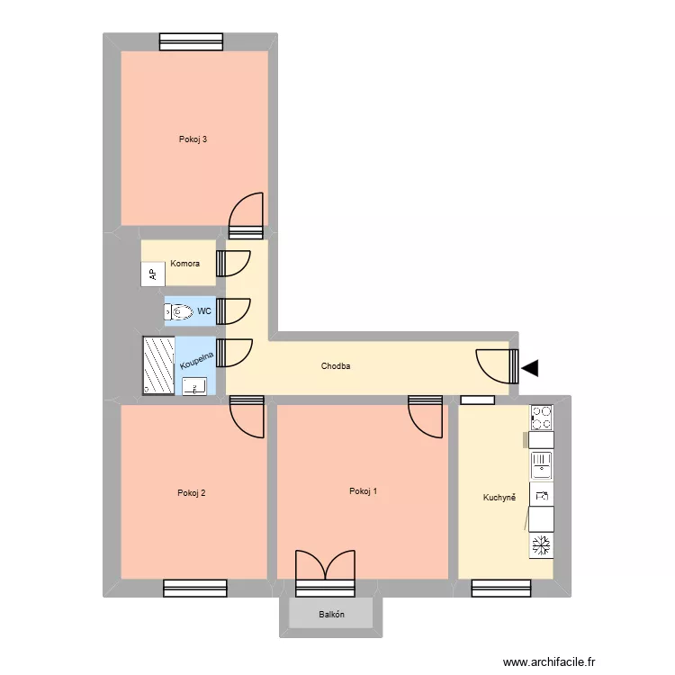 Hlavn&iacute; tř&iacute;da 700, byt 5. Plan de 14  et 199 m²