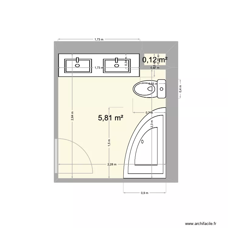 SDB PAUL PHILIPPE. Plan de 2  et 6 m²