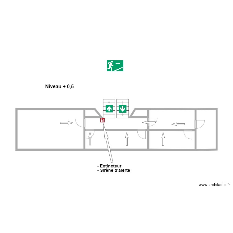 Niveau + 0,5. Plan de 7 pièces et 24 m2