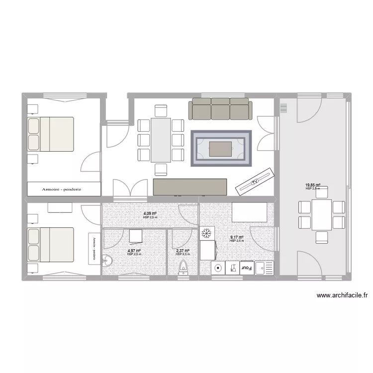 maison. Plan de 5 Pièces et 40 m²