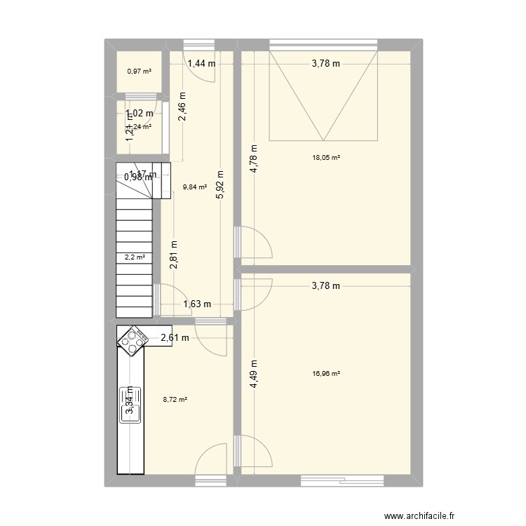 Plan Cote d'or rdc cotes. Plan de 7 pièces et 58 m2