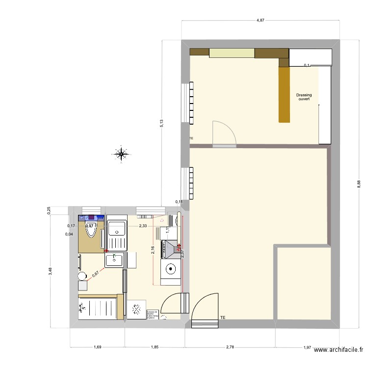 PLAN Jardiniers TT 05042025. Plan de 3 pièces et 45 m2