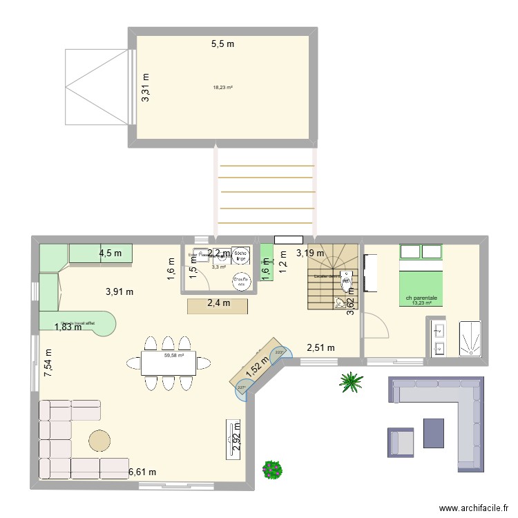 maison Isa. Plan de 4 pièces et 94 m2