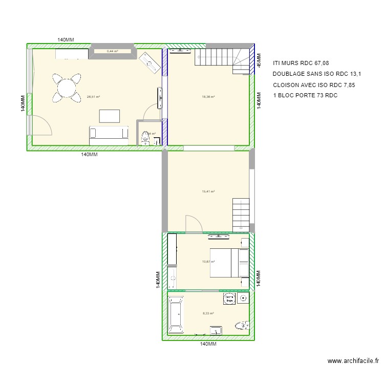 DUTREUIL PHILIPPE. Plan de 5 pièces et 82 m2