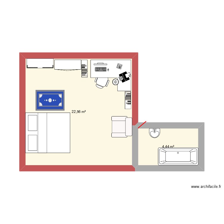 juju. Plan de 2 pièces et 27 m2
