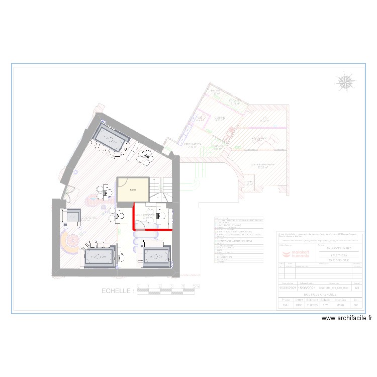 Plan Grenoble . Plan de 3 pièces et 32 m2