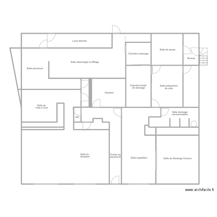 Abattoir 2024. Plan de 17 pièces et 197 m2