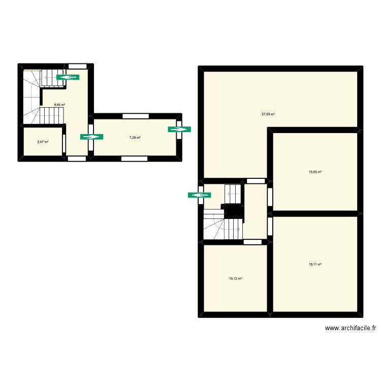 Cop 50. Plan de 9 pièces et 100 m2