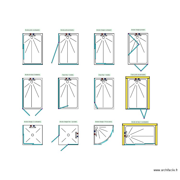 Modèle d'accès de douche. Plan de 0 pièce et 0 m2