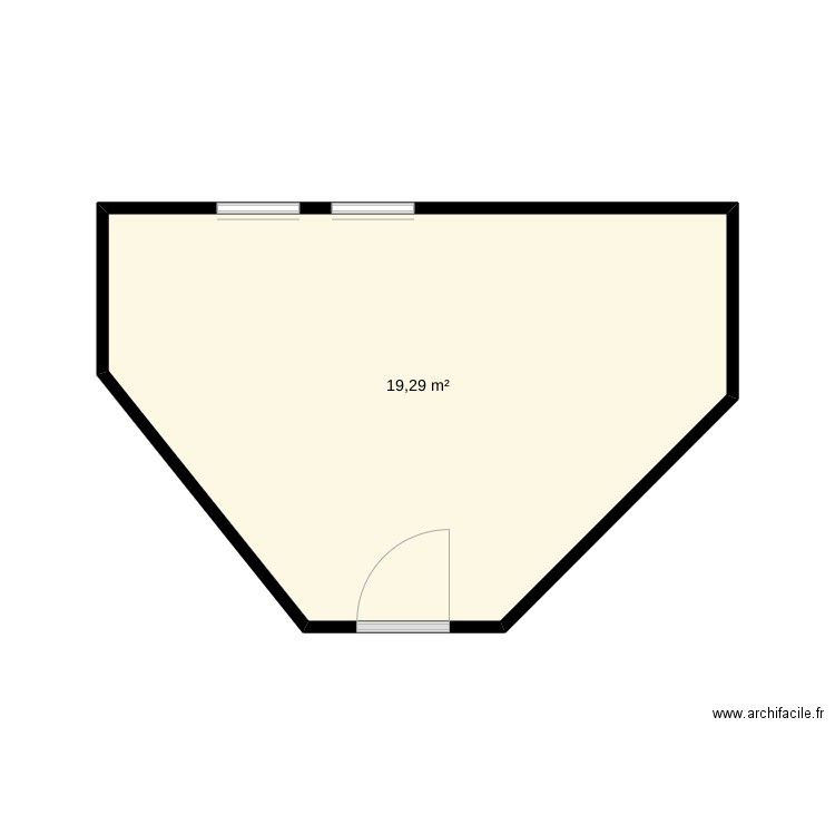 plan réaménagement salle vierge. Plan de 1 pièce et 19 m2