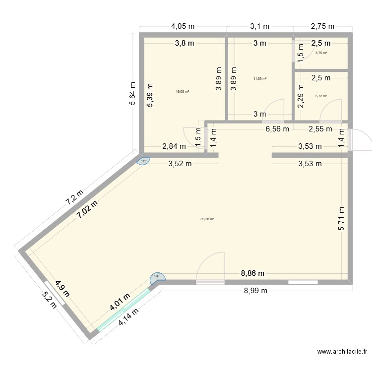 Dar Hesyen. Plan de 5 pièces et 129 m2