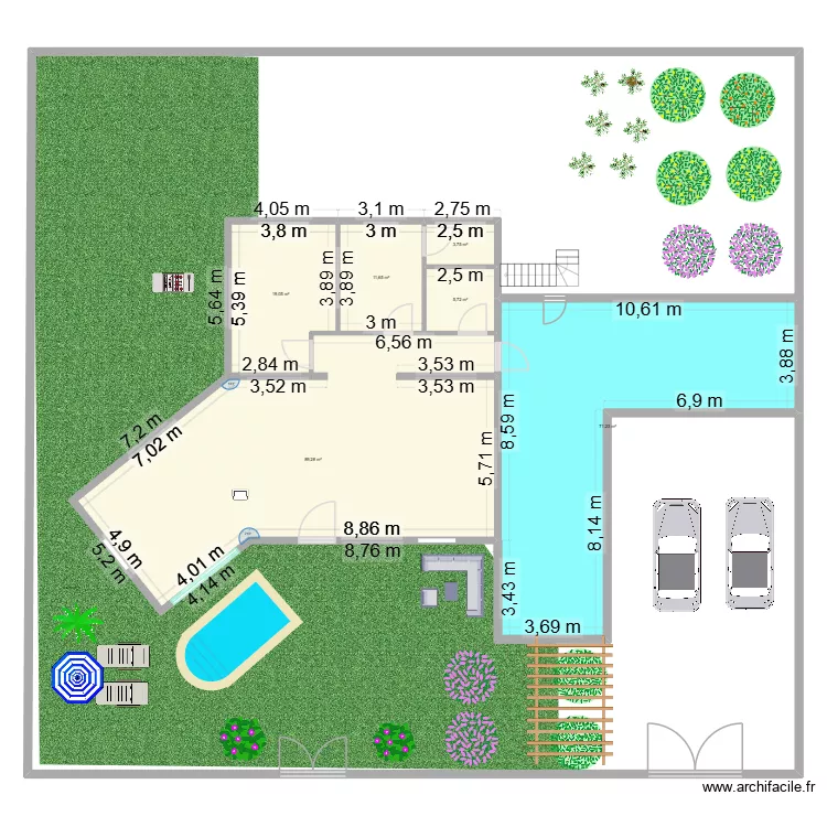 Dar Hesyen. Plan de 6 pièces et 201 m²