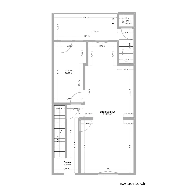 Rez WB Thuyas. Plan de 5  et 68 m²