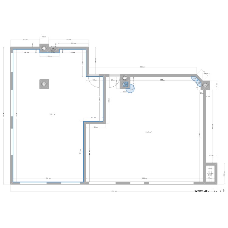 HAYER 2 apparts. Plan de 9 pièces et 154 m2