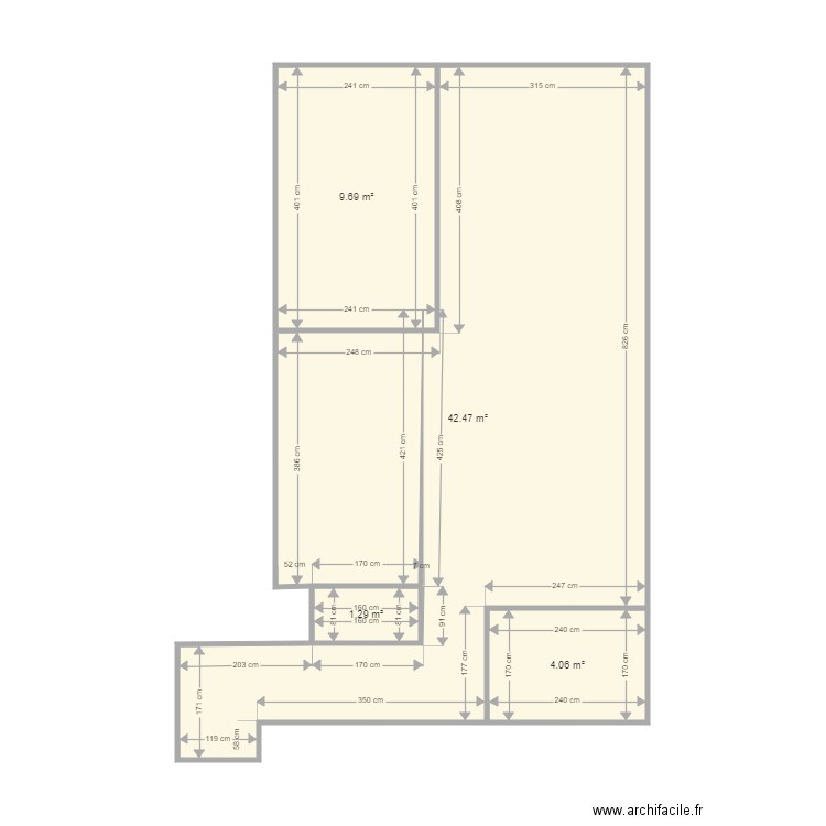 CRAMPON. Plan de 4 pièces et 58 m2