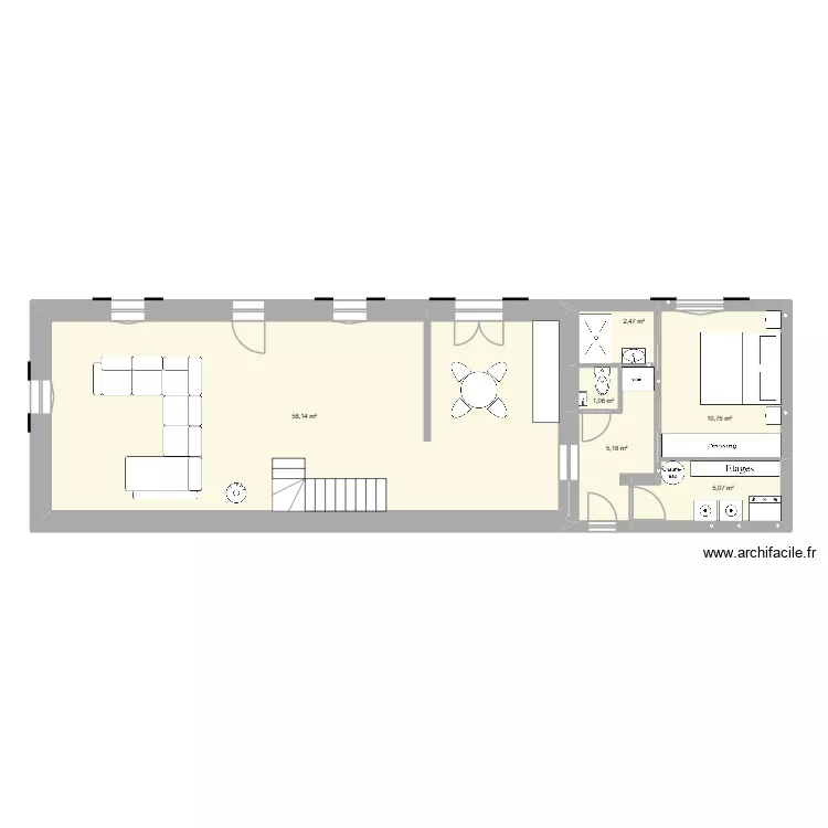 Balansun. Plan de 6  et 83 m²