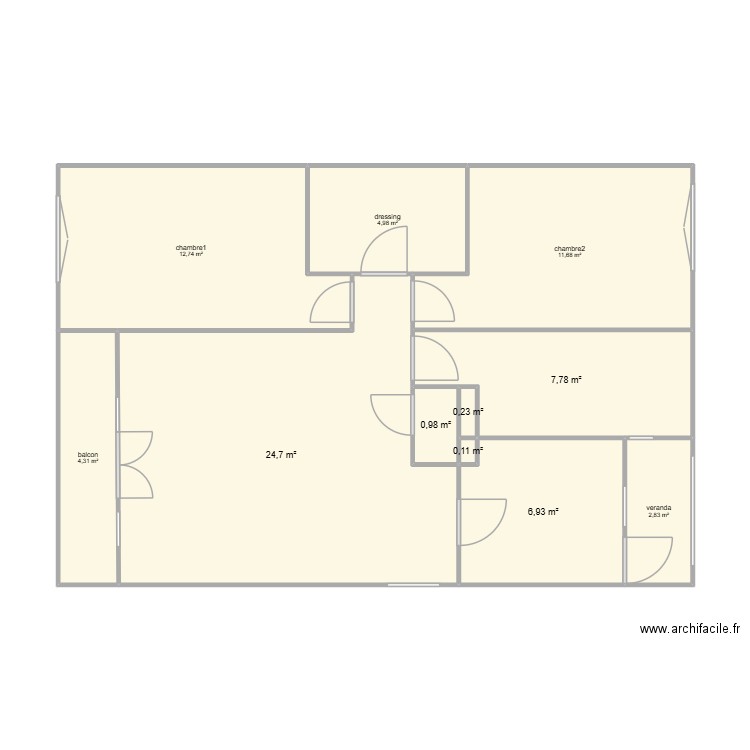appartement  flo projet. Plan de 11 pièces et 77 m2