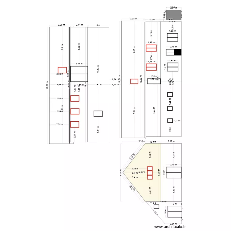 facade sud. Plan de facade sud. Plan de