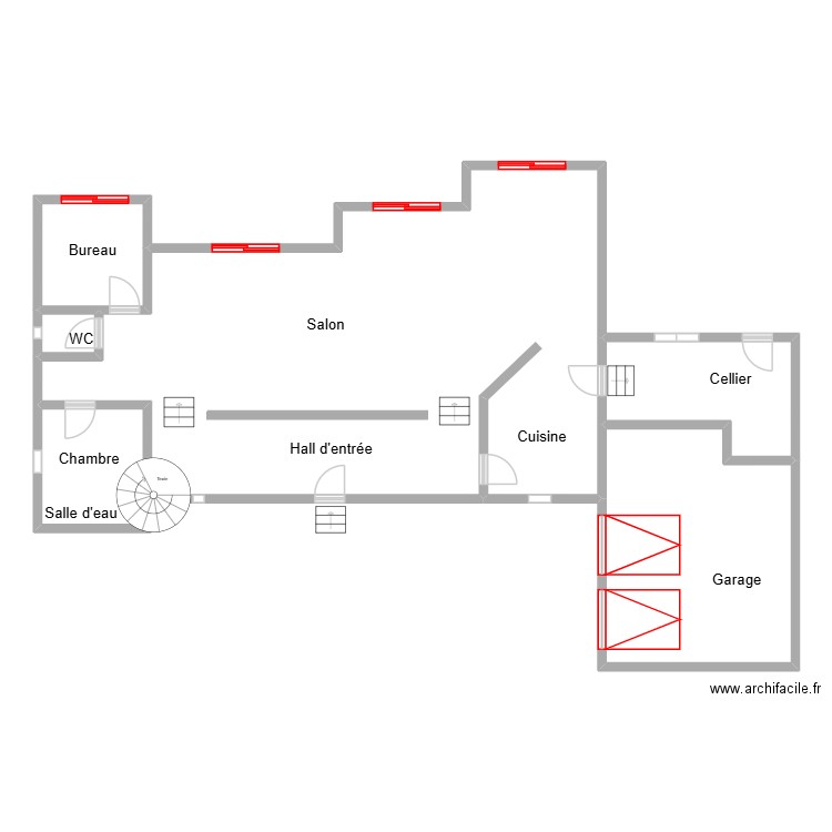 Pomme_SG_Plan. Plan de 6 pièces et 155 m2
