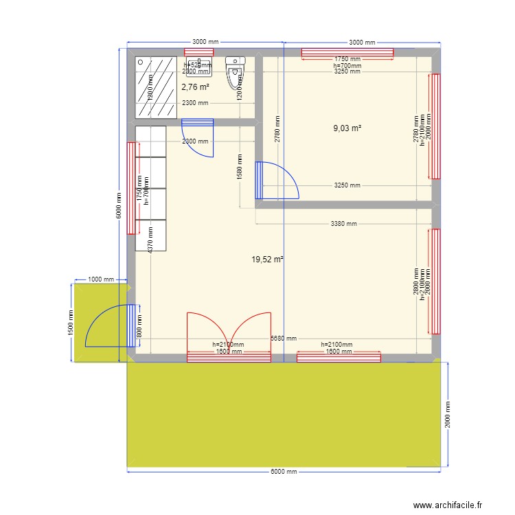 36 Владислав. Plan de 5 pièces et 43 m2