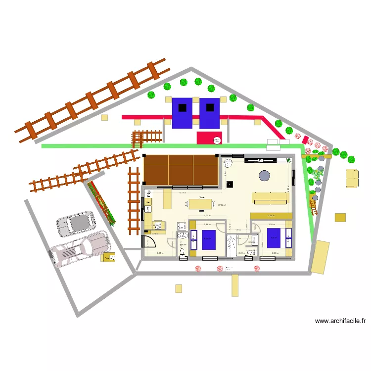 roc3ka4. Plan de 4  et 76 m²