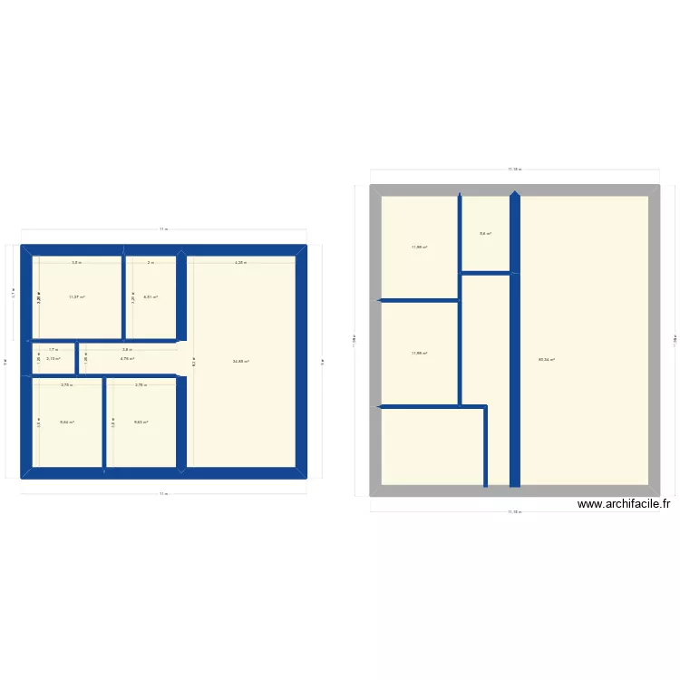plein pied 3 chambre 100m2. Plan de 