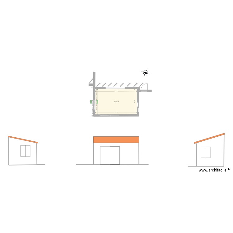 Veranda  - v1. Plan de 1 pièce et 17 m2