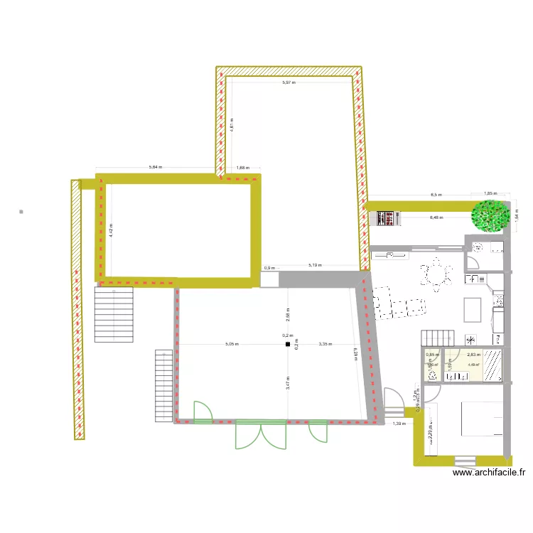 portugal loc 1. Plan de 2  et 6 m²