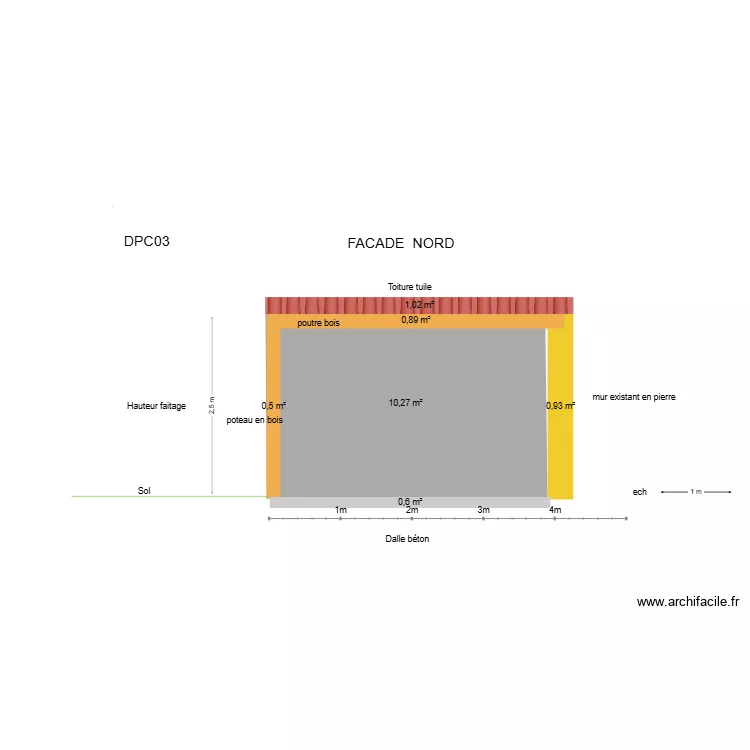 libouill&eacute;s hangar facade Nord. Plan de 