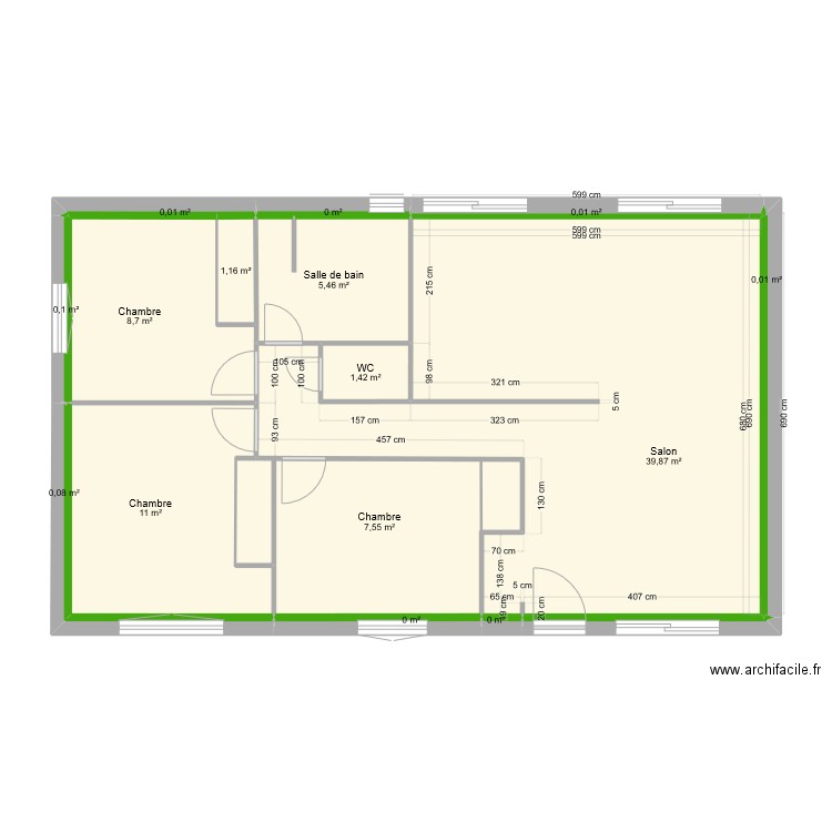 intérieur placo. Plan de 15 pièces et 77 m2