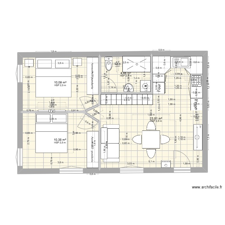 LE ROZIER ETAGE 01 ISABELLE. Plan de 4 pièces et 49 m2
