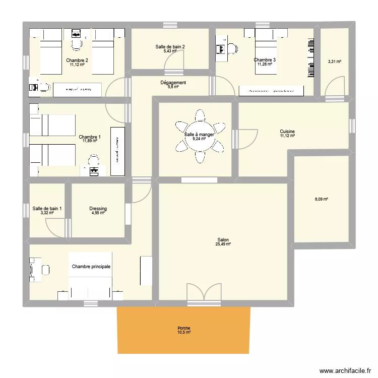 Ma maison pp 4cbres 13. Plan de 13  et 125 m²