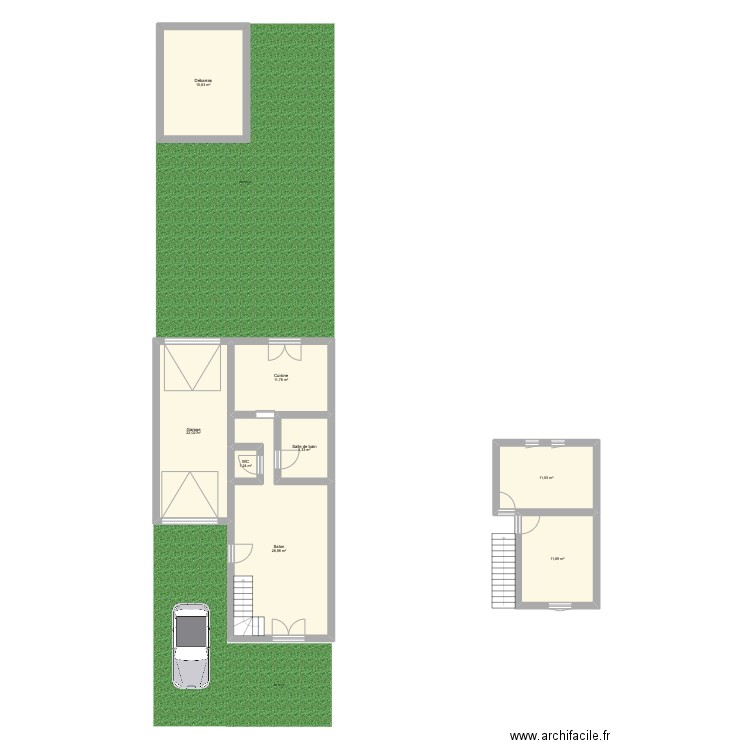 Maison. Plan de 8 pièces et 108 m2