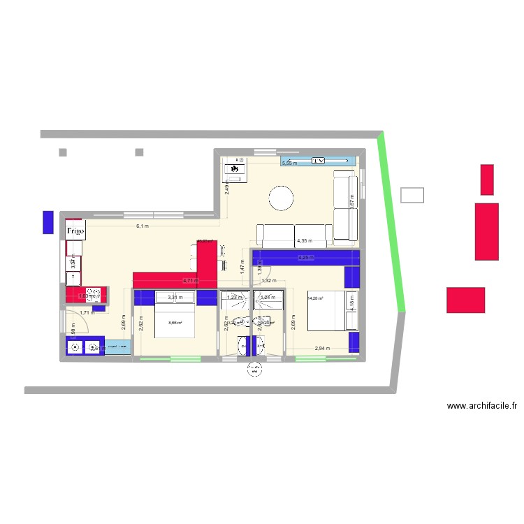 roc3. Plan de 5 pièces et 75 m2