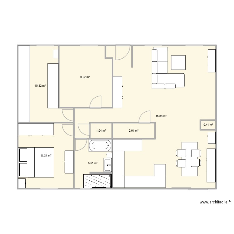 plan ccl. Plan de 8 pièces et 86 m2