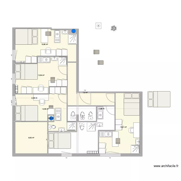 CG E7 V1. Plan de 7 Pièces et 77 m² CG E7 V1. Plan de 7 Pièces et 77 m²
