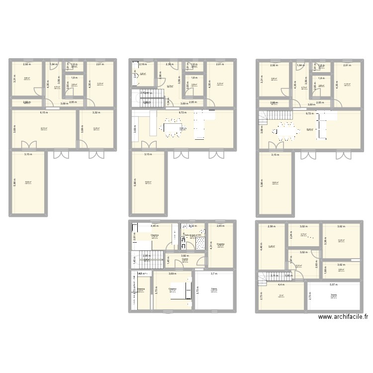 Plan maison actuel (environ). Plan de 40 pièces et 420 m2