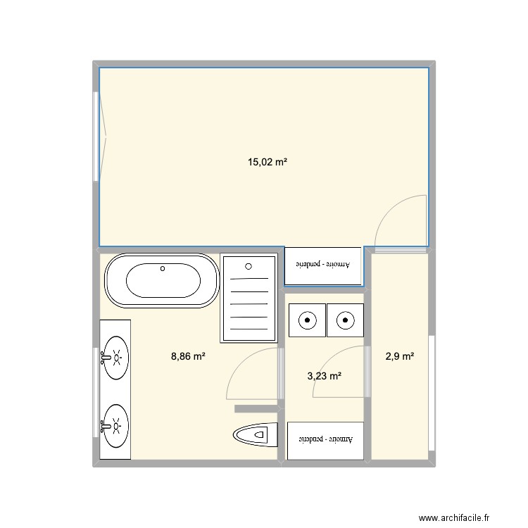 PLAN AVA V2. Plan de 4 pièces et 30 m2