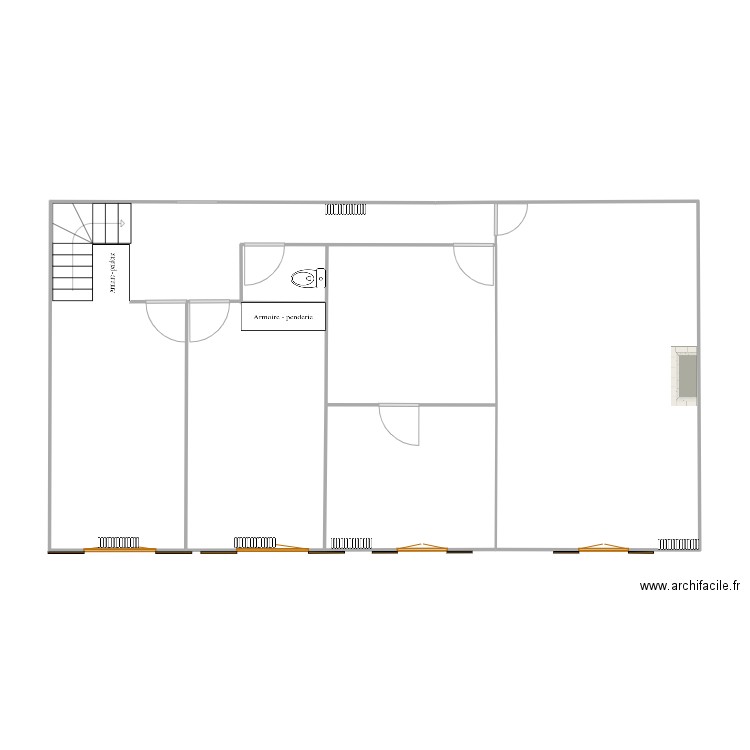 Plan vide 1er étage  72m2 . Plan de 3 pièces et 89 m2