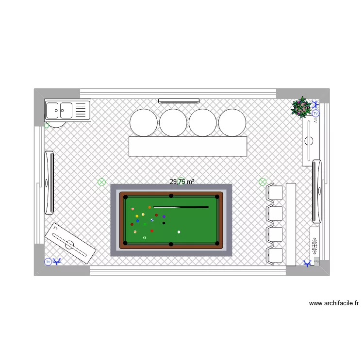 piece au hasard. Plan de 1 pièce et 30 m²