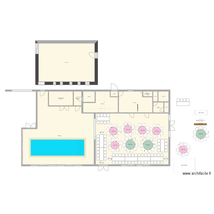 SALLE DOMAINE QUATRE PLUMES. Plan de 14 pièces et 423 m2