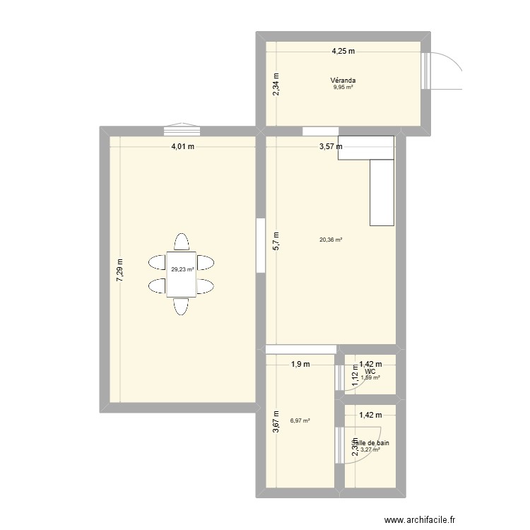 maison actuelle. Plan de 6 pièces et 71 m2