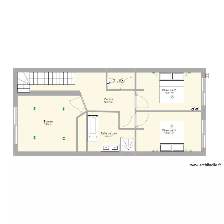 Villa 2 R+1 CH2et3 bureau. Plan de Villa 2 R+1 CH2et3 bureau. Plan de