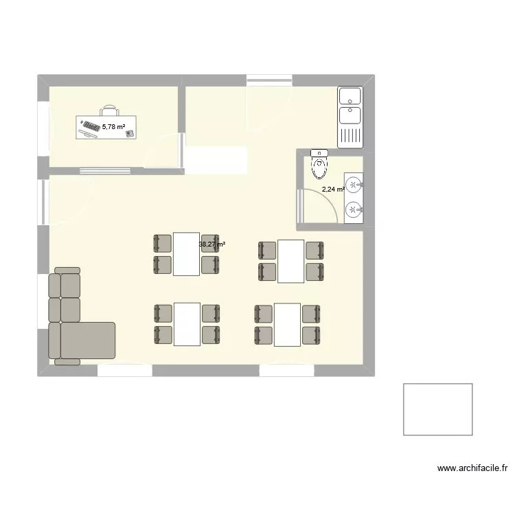 bar. Plan de 3 Pièces et 46 m² bar. Plan de 3 Pièces et 46 m²