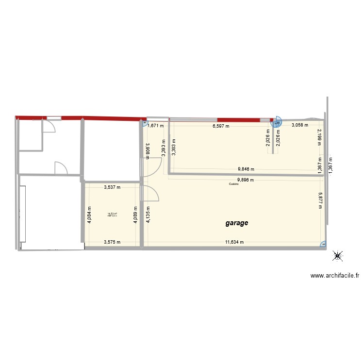 serre 12.25. Plan de 2 pièces et 106 m2