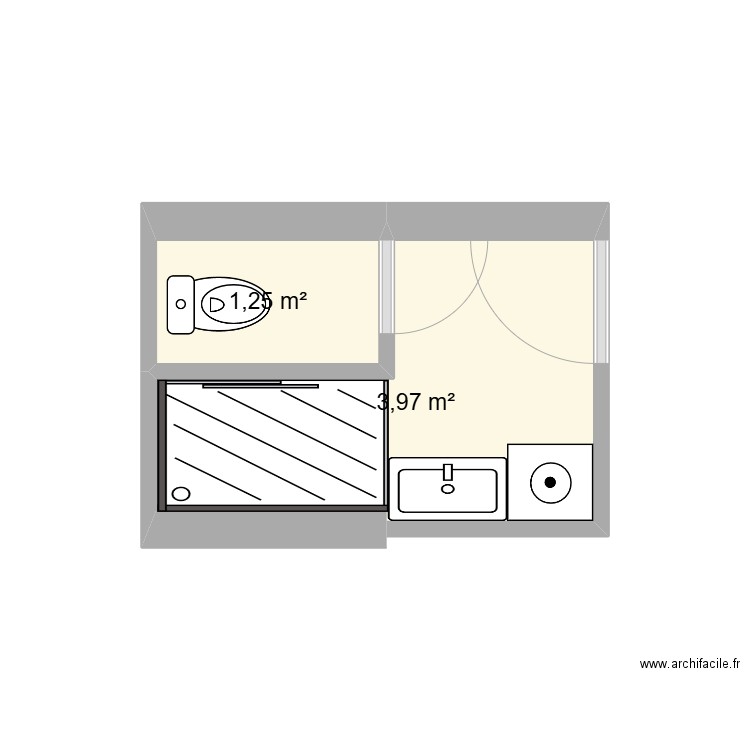 sb rdc. Plan de 2 pièces et 5 m2