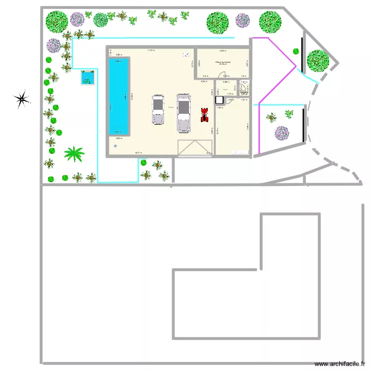 Projet 7 -sous sol. Plan de 4  et 256 m²