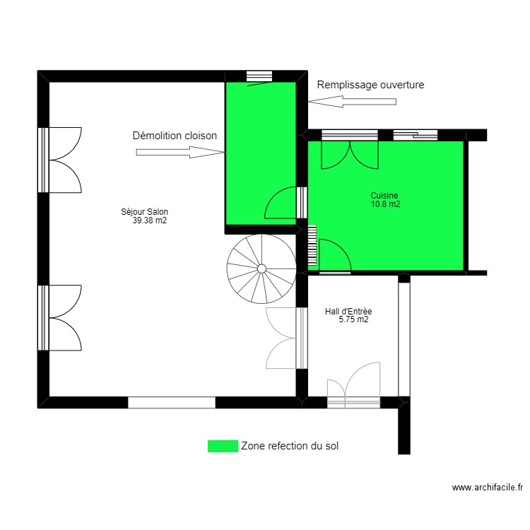 GRAND CUISINE Dossier projet. Plan de 4 pièces et 58 m2