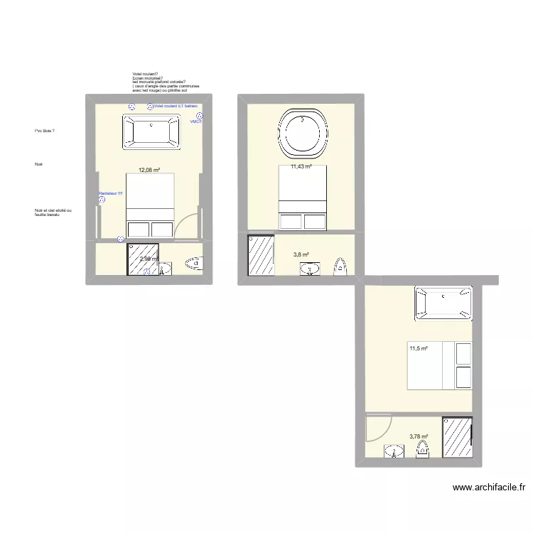 test moy. Plan de 6  et 46 m²