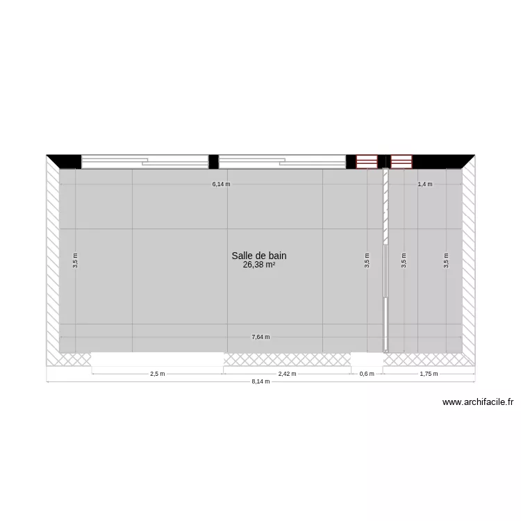 agrandissement. Plan de 1  et 26 m²